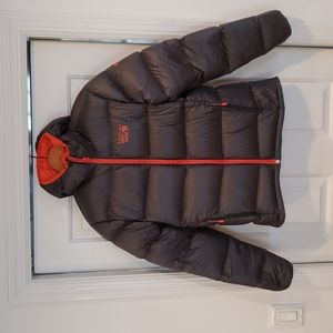 Steel gray/orange hooded puffer jacket S